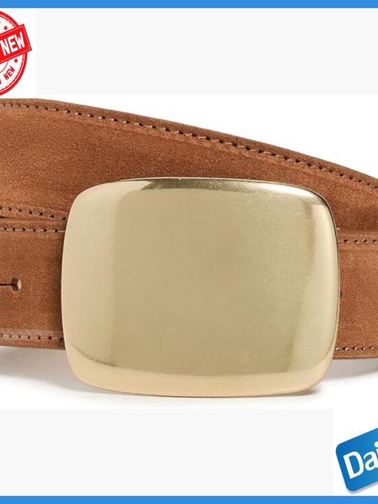 Suede Leather Belt with Gold Buckle, X-Large Size, 1.5in Width main image 4